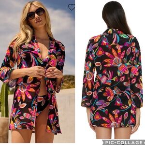 NEW TRINA TURK Mesh Beach Shirt Bikini Coverup Size Small